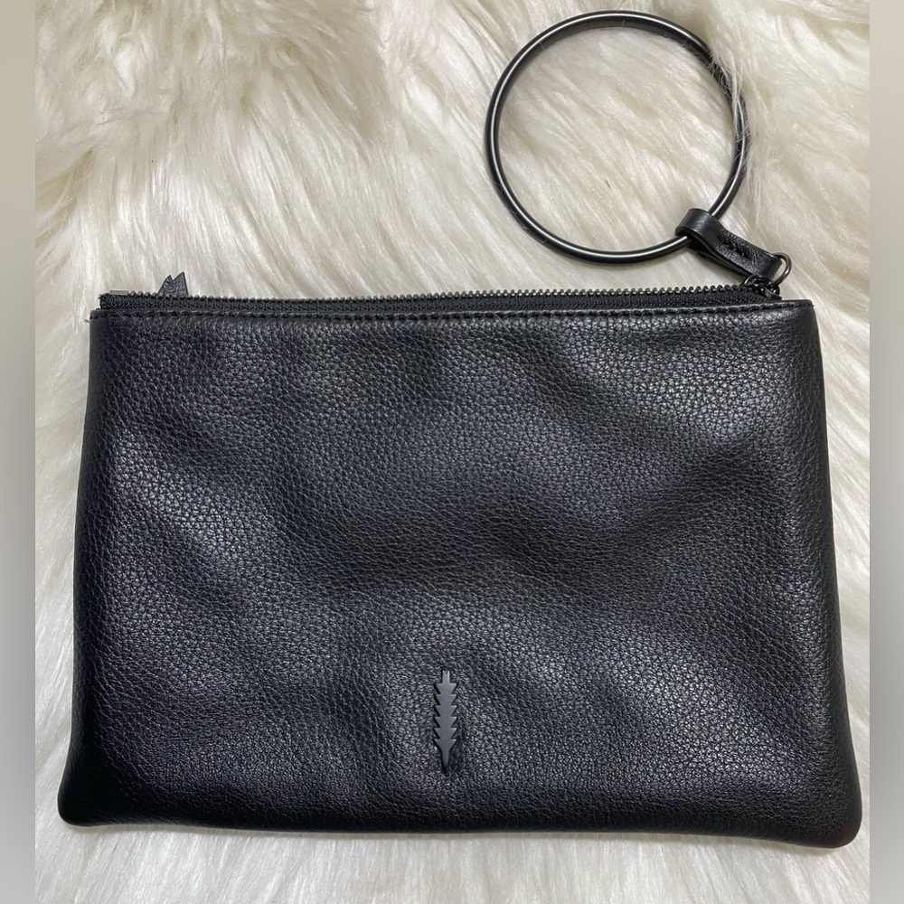 NWOT- Thacker Black Leather Wristlet w/ Hand Ring #H-18